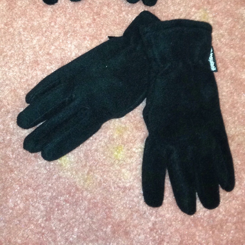 Black fleece gloves thinsulate fleece warm set